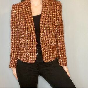 Vintage Burnt Orange Cropped Single-Breasted Blazer